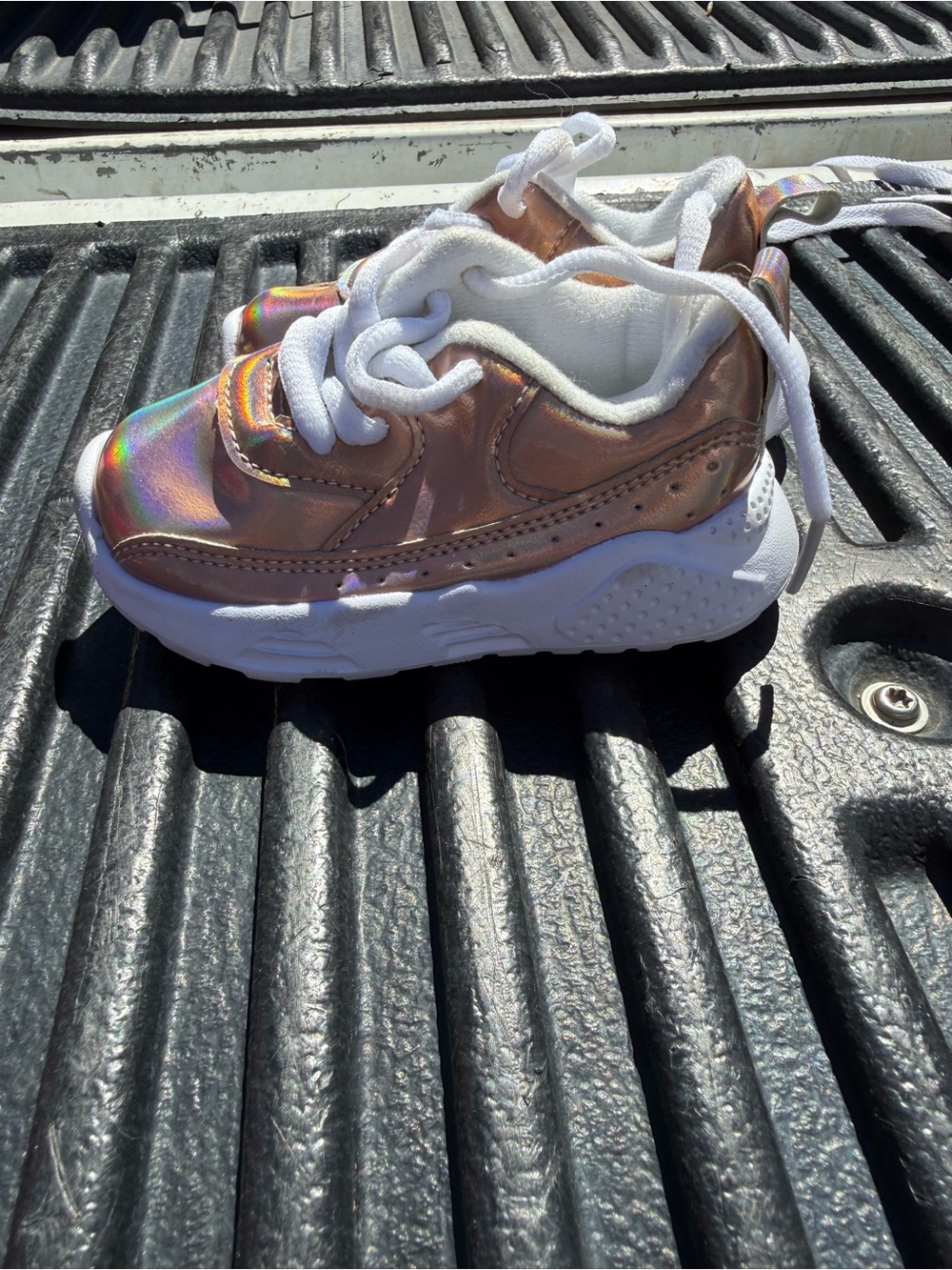 Little Me Rose Gold Holographic Kids Sneakers